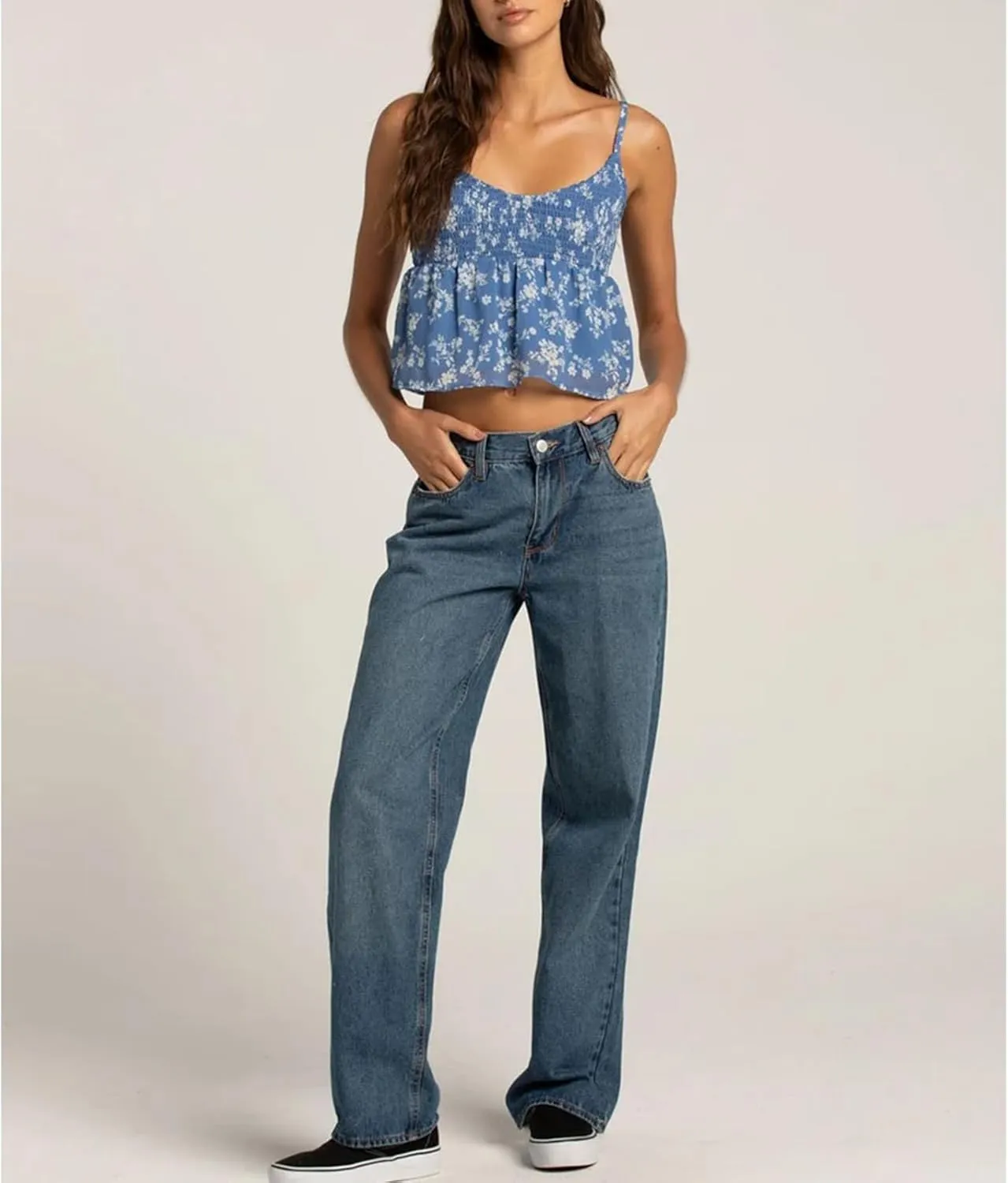 Women Y2k Floral Babydoll Tank Cami Top Spaghetti Strap Cut Ruffle Sleeveless Shirts Aesthetic Going Out Tops
