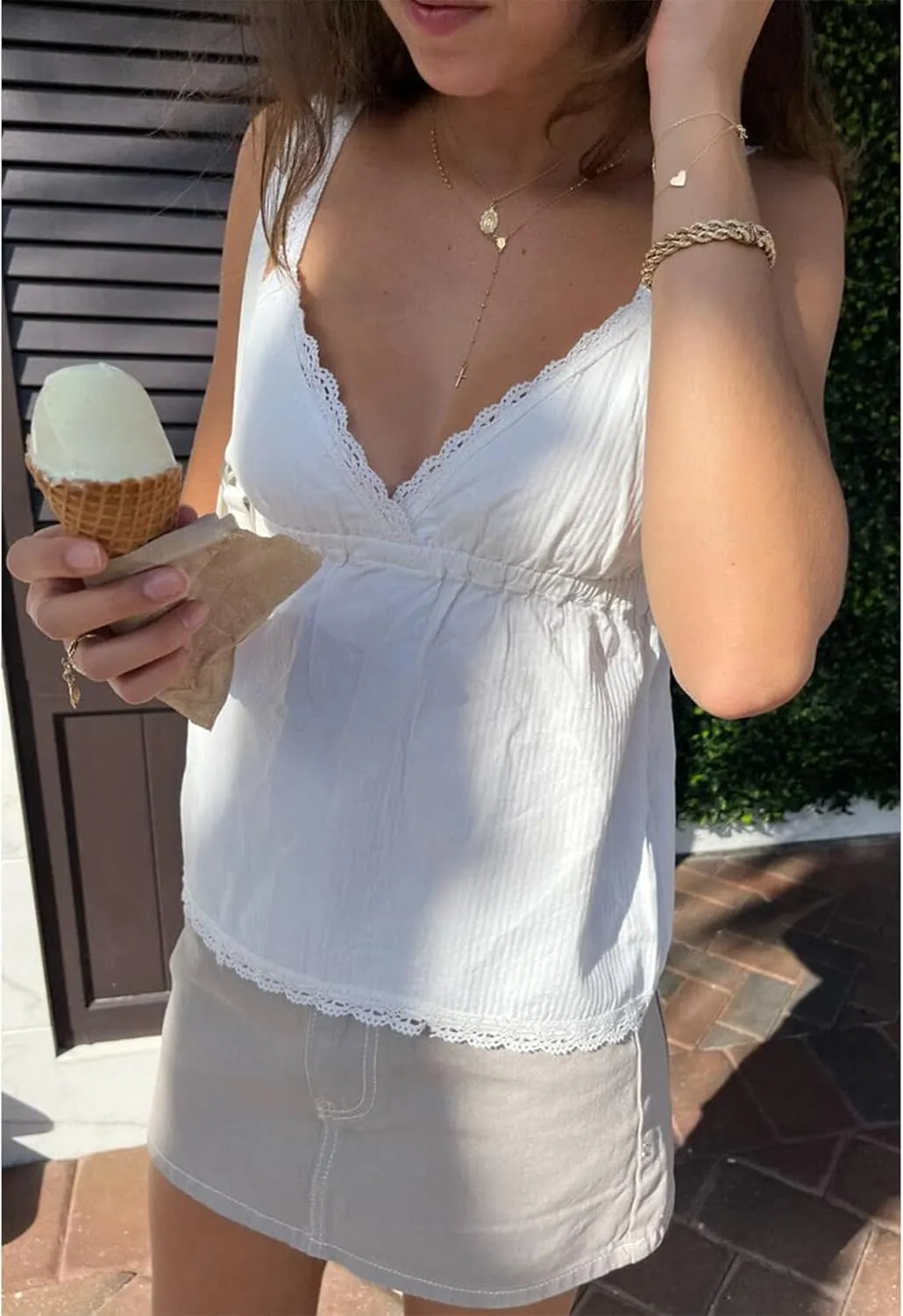 Women Y2k Floral Babydoll Tank Cami Top Spaghetti Strap Cut Ruffle Sleeveless Shirts Aesthetic Going Out Tops