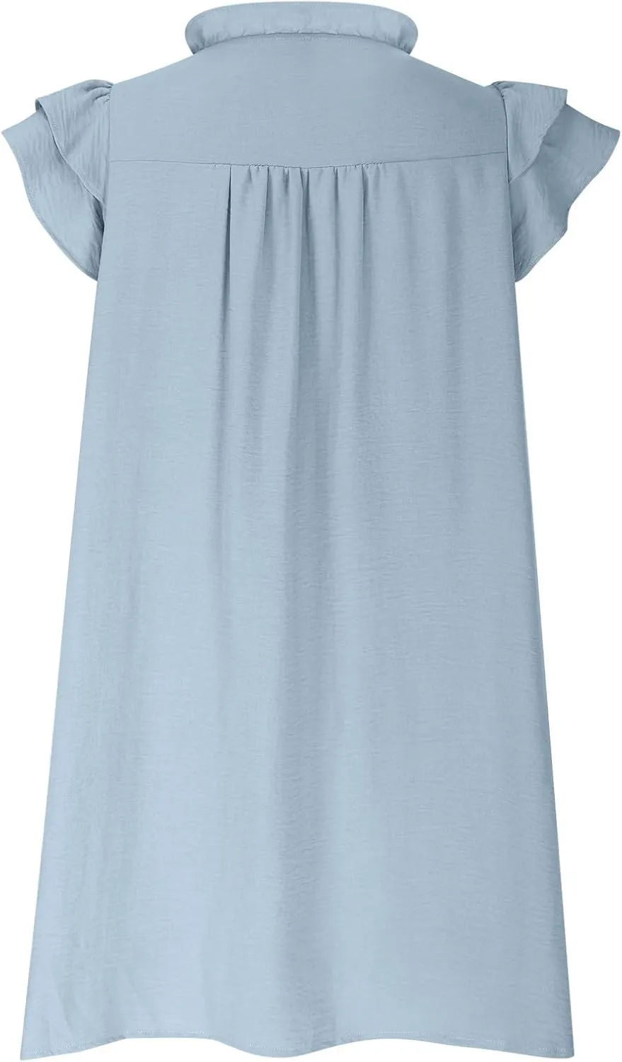 Womens 2024 Summer T-Shirts Dresses Casual V-Neck Ruffle Cap Short Sleeve Mini Dress Loose Pleated Beach Sundress