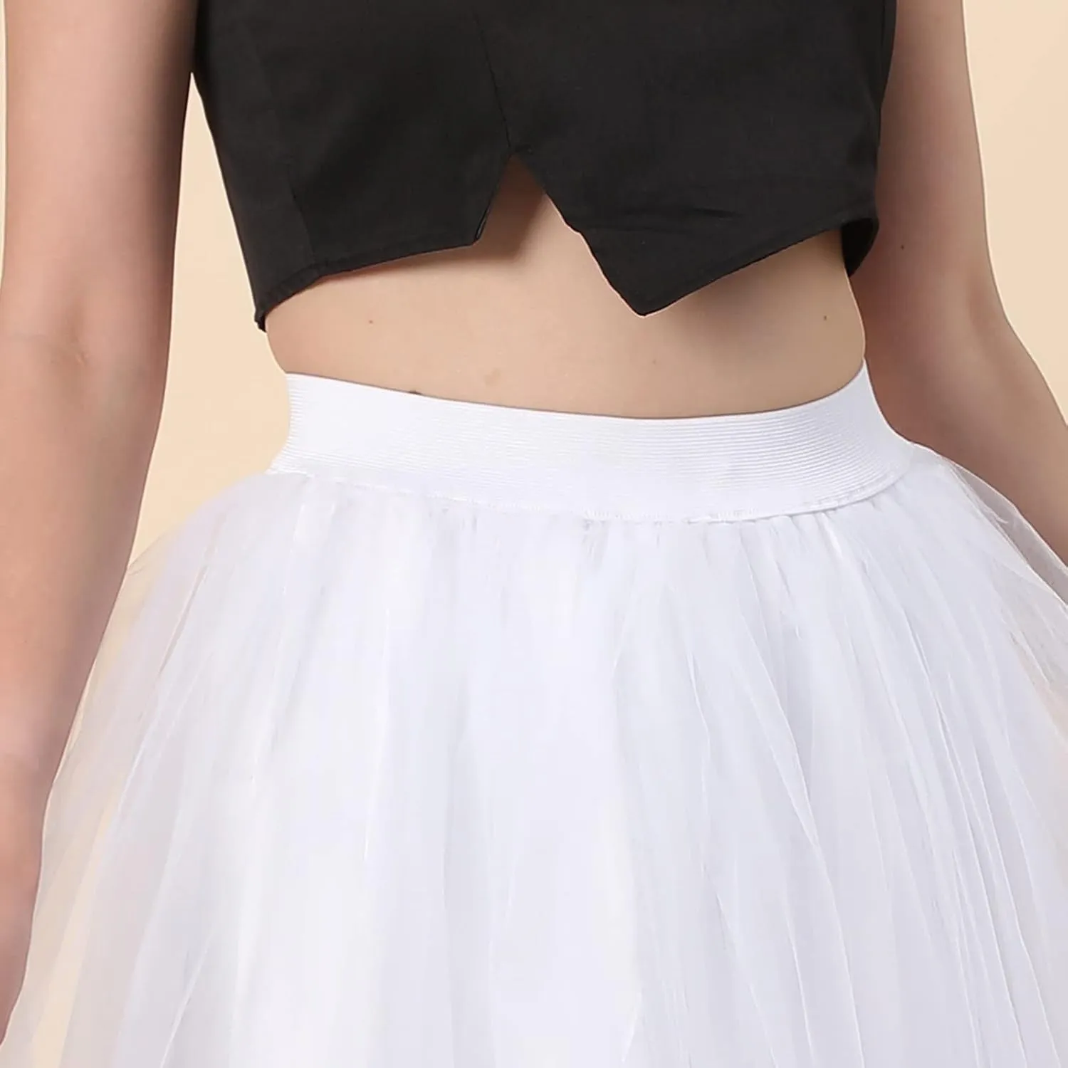 Women's A-Line High Waisted Midi Skirt Womens Long Tulle Skirt Pleated A Line Skirt High Waist Elastic Mesh Flowy