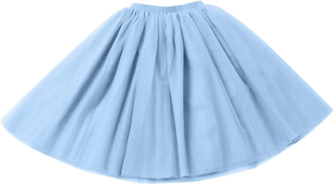 Women's A-Line High Waisted Midi Skirt Women's Tulle Skirt Short Gown Ballet Dance Dress Evening Skirt Pleated