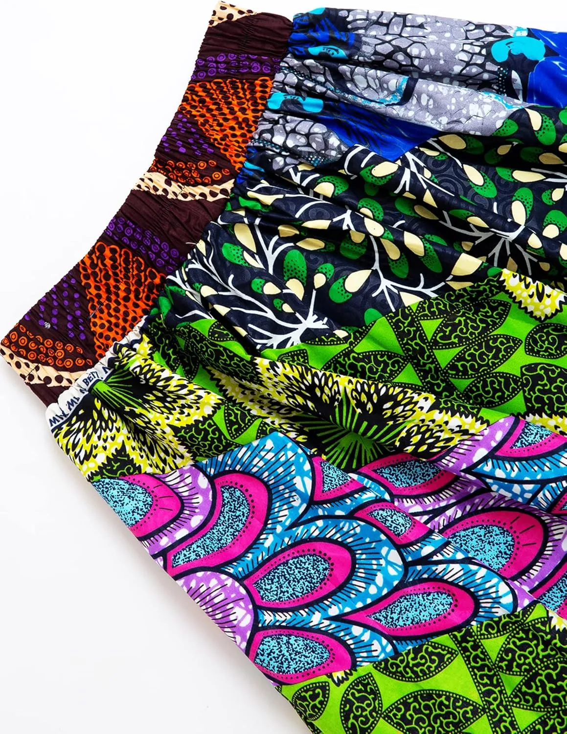 Women's African Print High Waist Pleated A Line Long Maxi Skirts with Pockets
