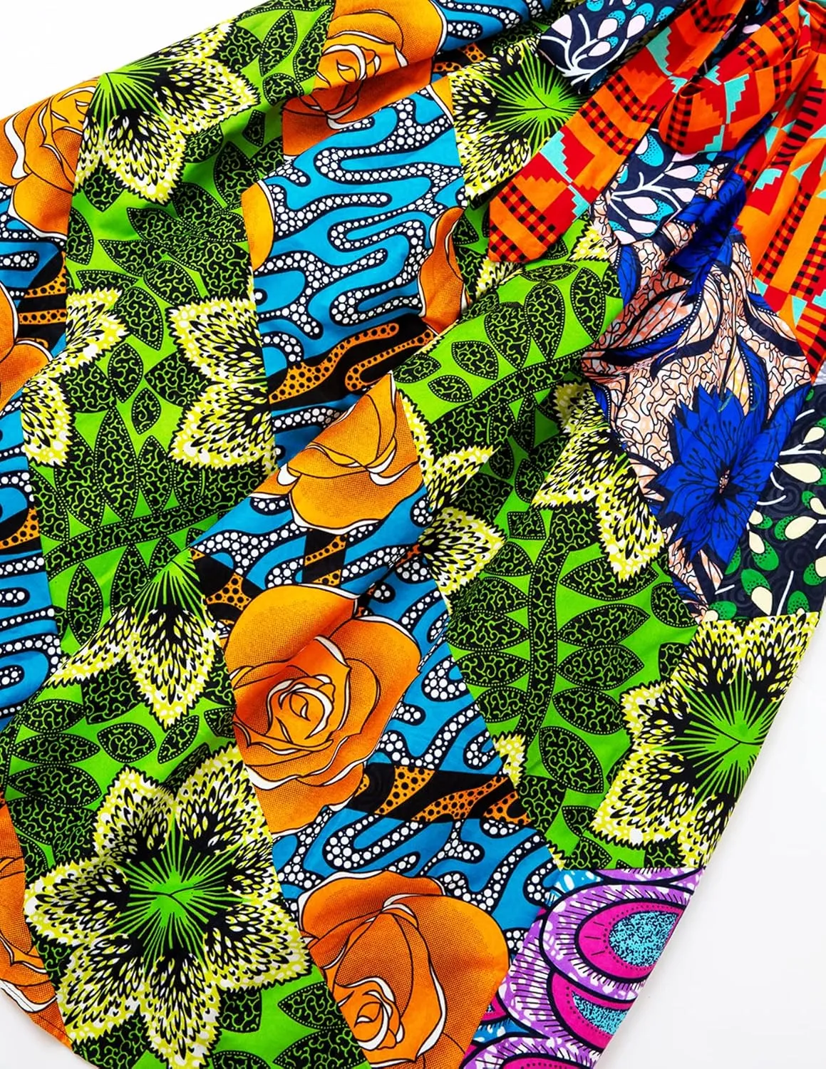 Women's African Print High Waist Pleated A Line Long Maxi Skirts with Pockets