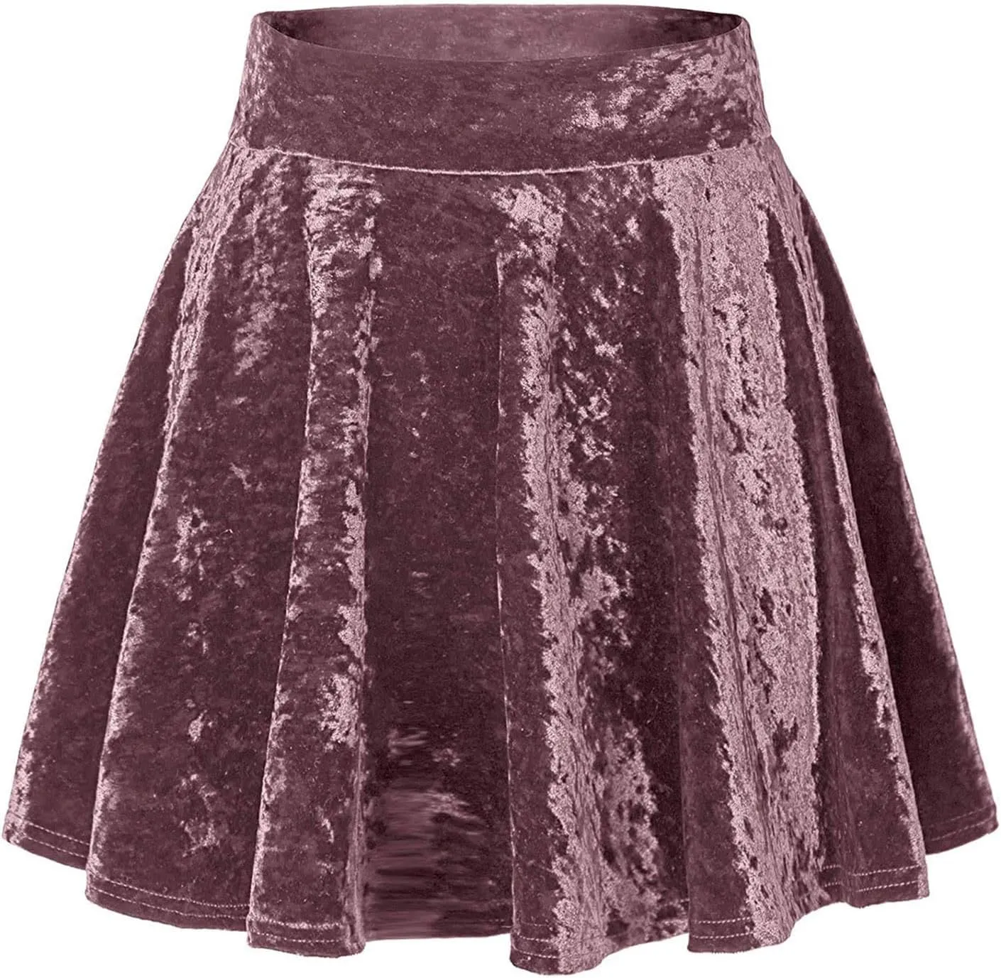 Women's Basic Mini Skater Skirt Velvet Stretch Skirt Bohemian Flared Pleated Stretch Mini Skirt for Women