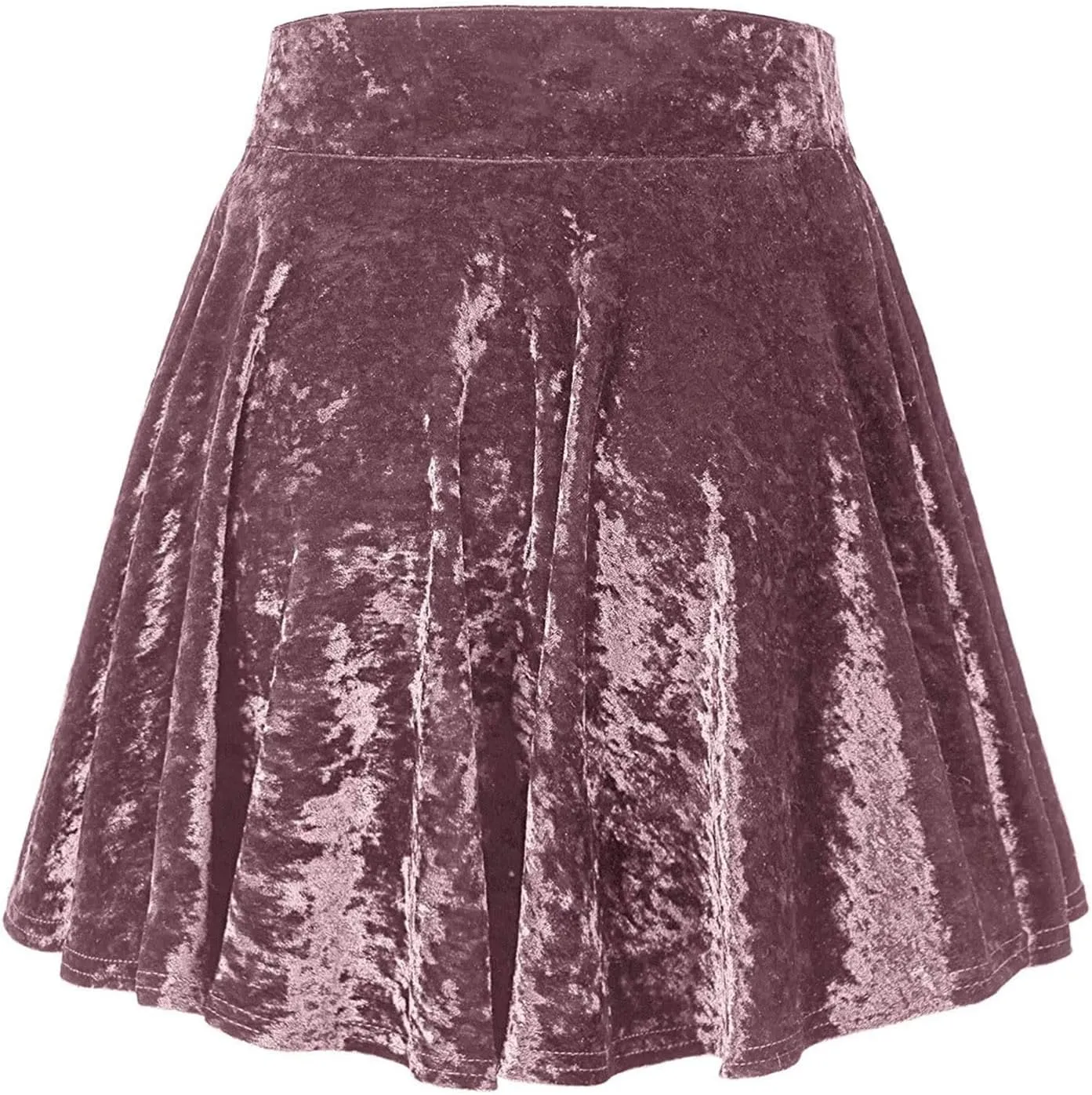 Women's Basic Mini Skater Skirt Velvet Stretch Skirt Bohemian Flared Pleated Stretch Mini Skirt for Women