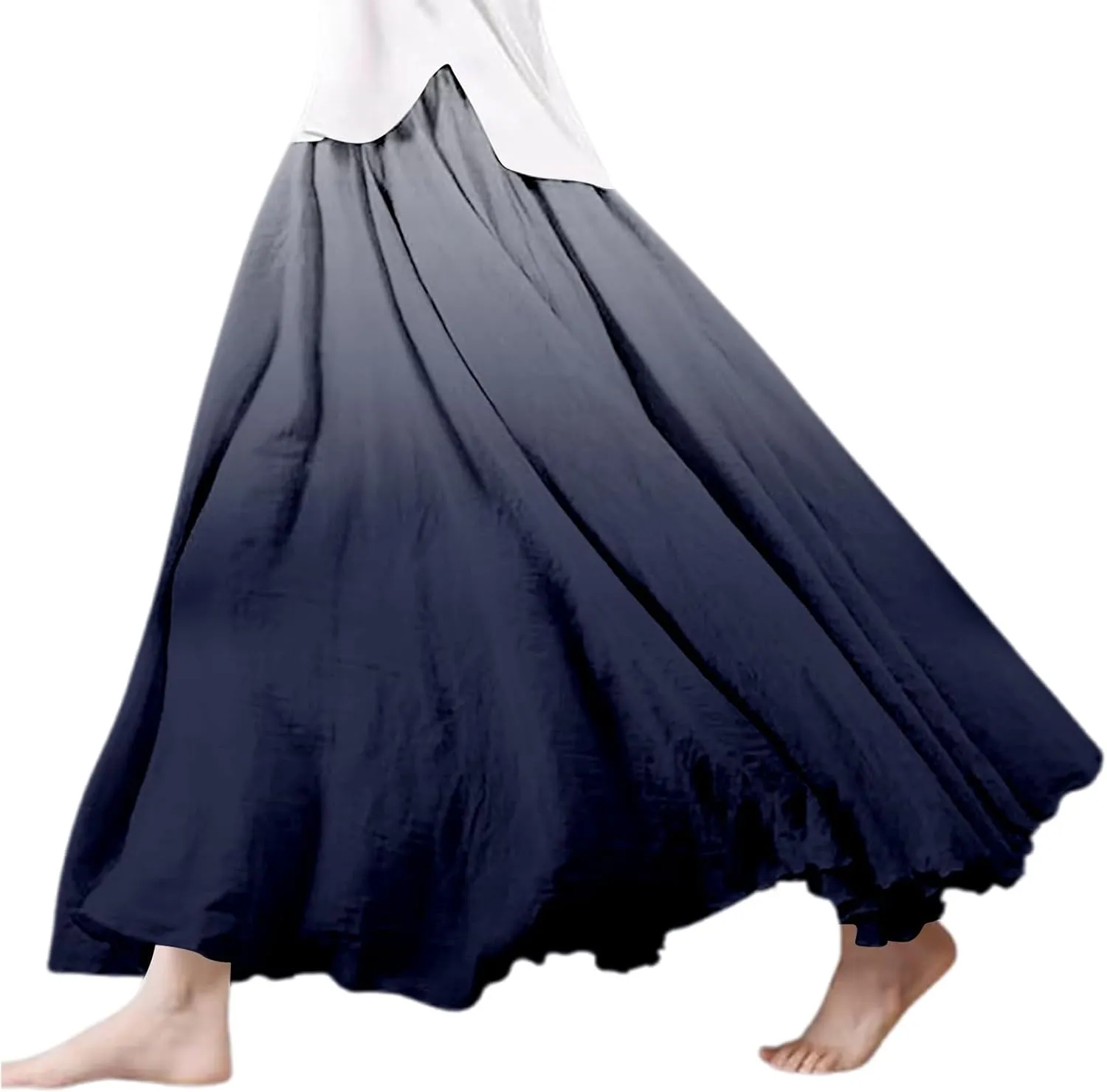 Womens Boho Floral Maxi Midi Skirt 2025 Summer Trendy Elastic Waist Pleated Aline Flowy Long Skirts Beach Vacation
