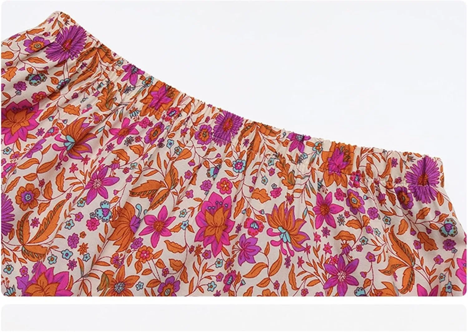 Women's Boho Print Skirt Pleated A-Line Swing Midi Skirts