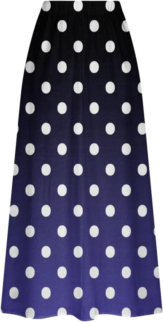 Womens Casual 2024 Printed Skirts Soft High Elastic Waisted Skirt Leisure Summer Pleated Midi Skirts with Pockets