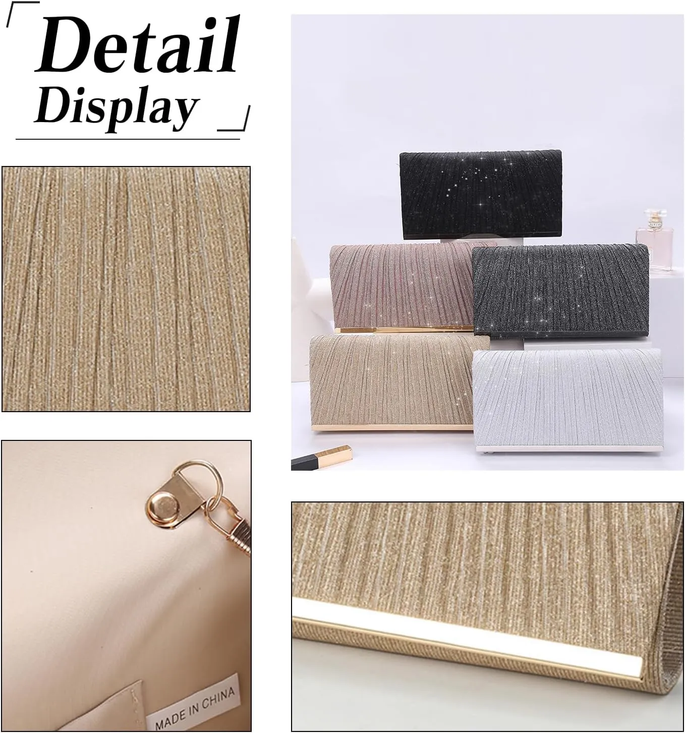 Women's Clutch Bag Shiny Sequins Evening Bag Bridal Wedding Purse Glitter Handbag Sparkling Shoulder Bag