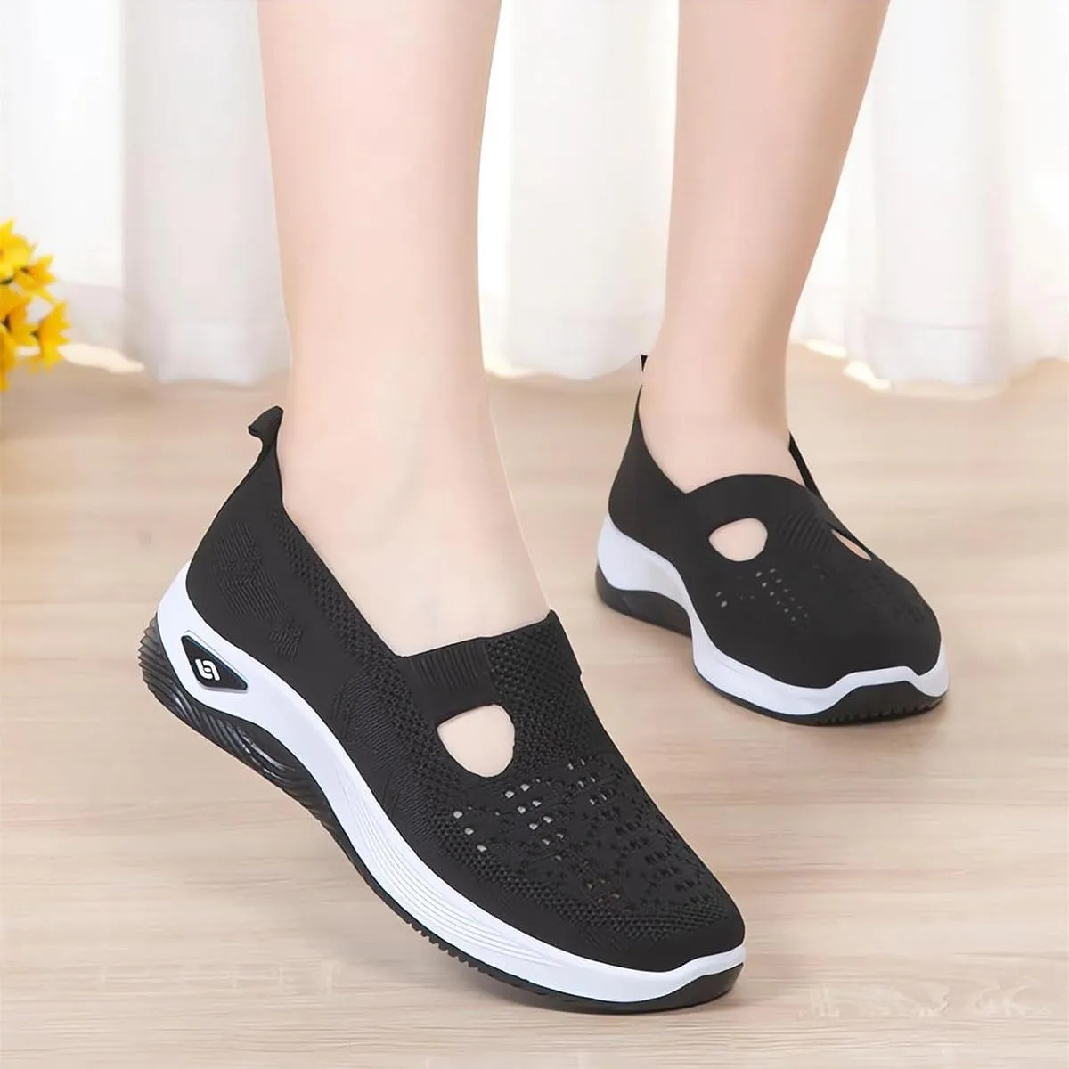 Women's Comfortable Breathable Knitted Sneakers, Orthopedic Walking Shoes for Women, Arch Support Slip-On Shoes, Non-Slip Zapatos Ortopdicos para Mujer
