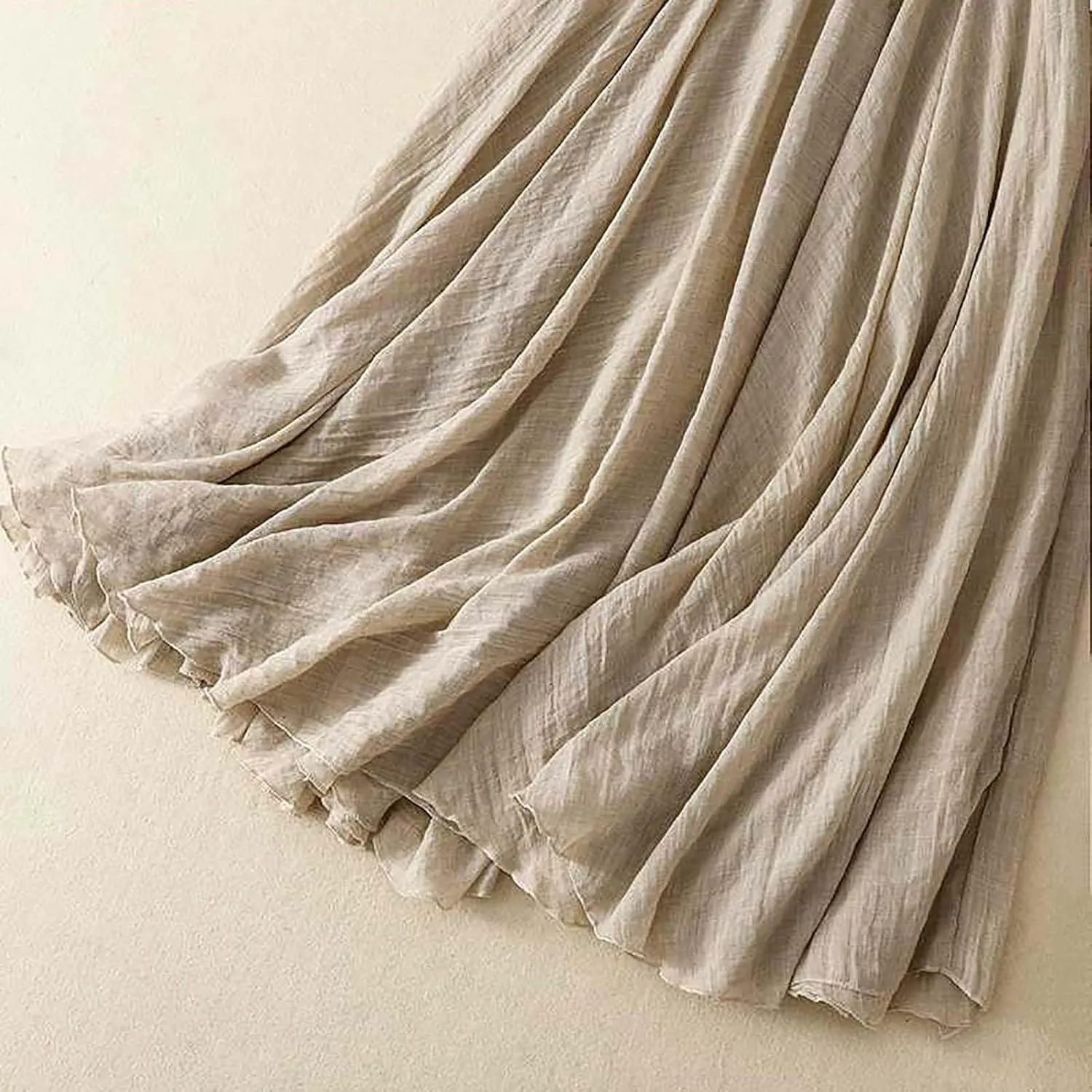 Women's Fashion Skirts Elastic High Waist Skirt Tulle Ruffle Pleated A-Line Swing Midi Skirt Casual Skirt for Women