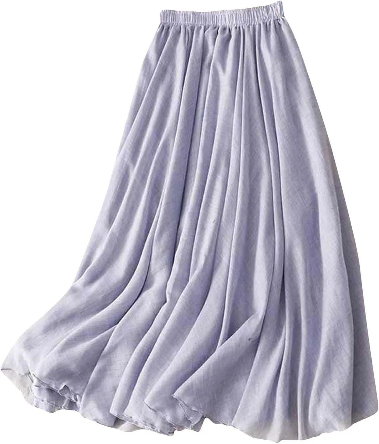 Women's Fashion Skirts Elastic High Waist Skirt Tulle Ruffle Pleated A-Line Swing Midi Skirt Casual Skirt for Women