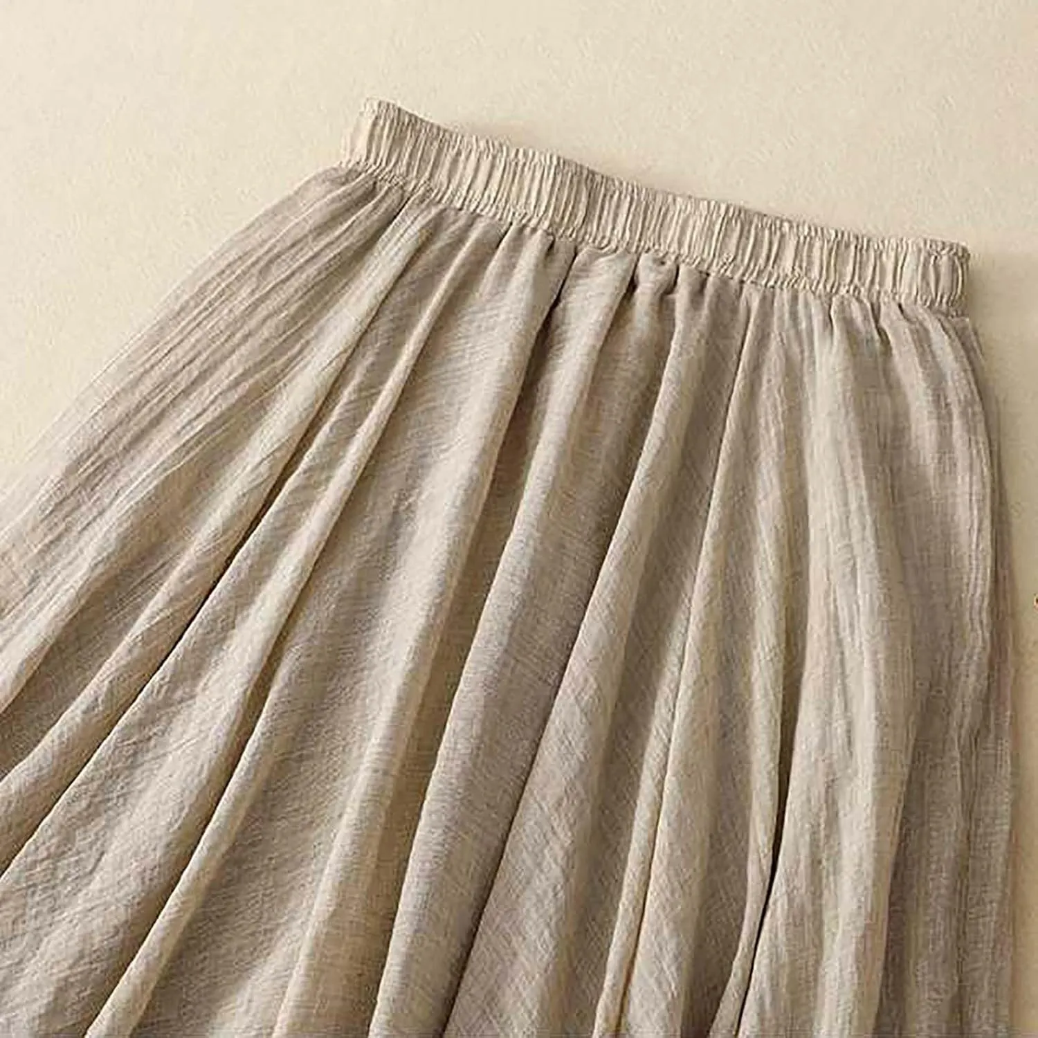 Women's Fashion Skirts Elastic High Waist Skirt Tulle Ruffle Pleated A-Line Swing Midi Skirt Casual Skirt for Women