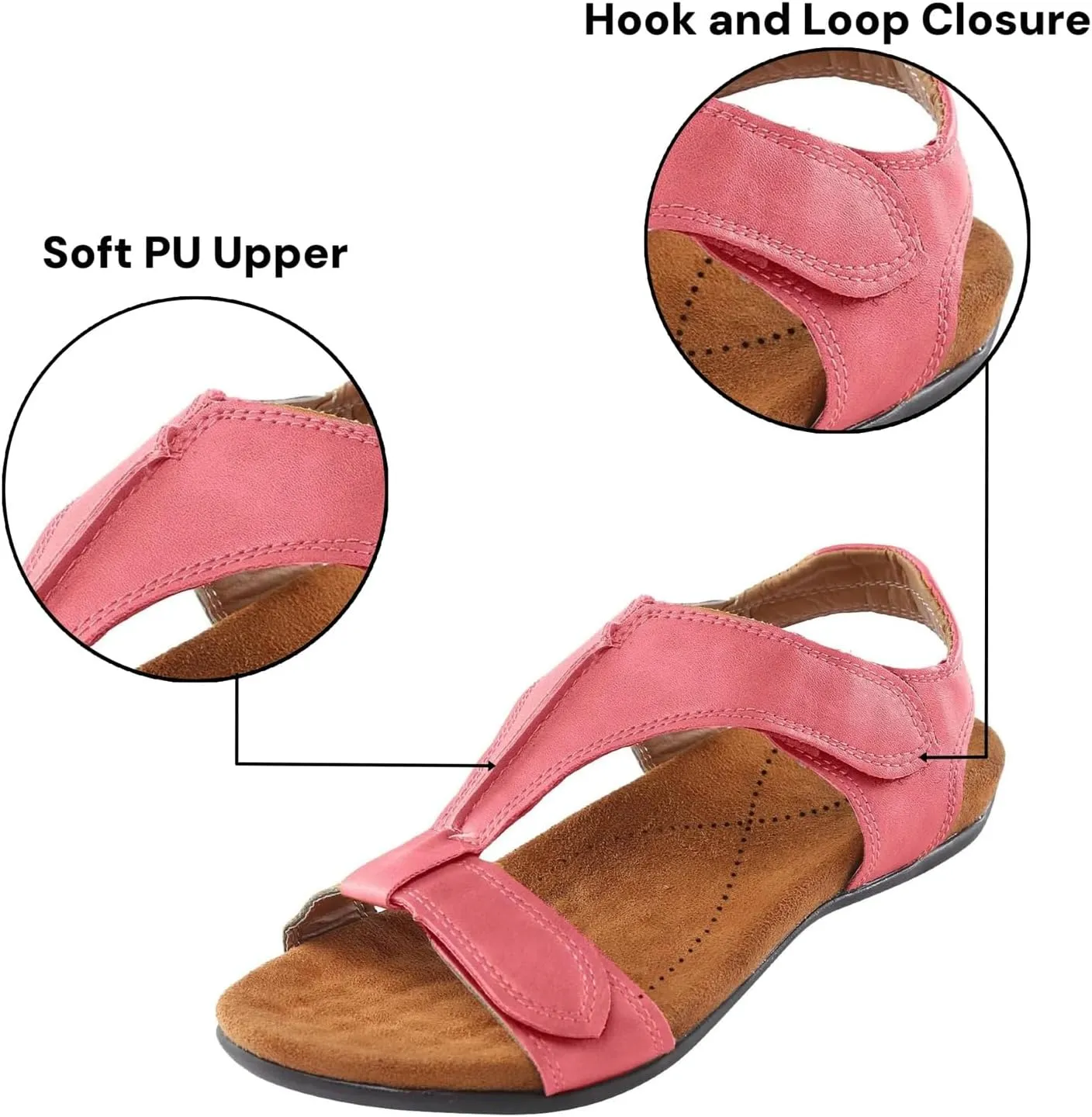 Womens Flats Leather Sandals Comfortable Adjustable Fit Summer Casual Walking Dress Elegant Shoes Fashion Vacation Formal Sandals