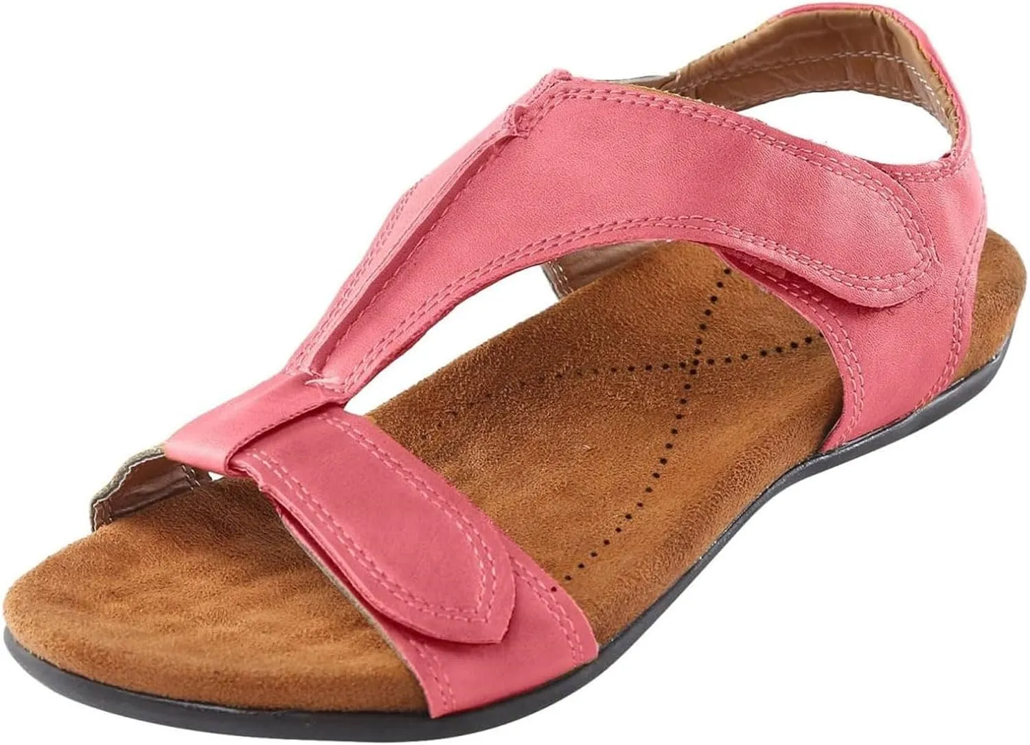 Womens Flats Leather Sandals Comfortable Adjustable Fit Summer Casual Walking Dress Elegant Shoes Fashion Vacation Formal Sandals