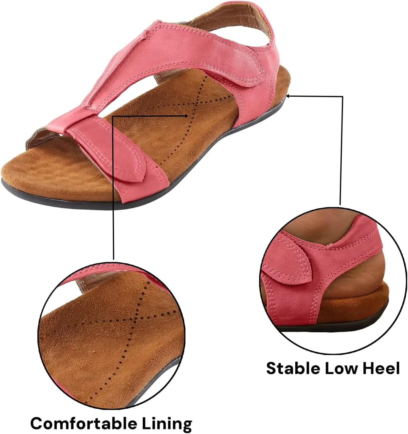 Womens Flats Leather Sandals Comfortable Adjustable Fit Summer Casual Walking Dress Elegant Shoes Fashion Vacation Formal Sandals