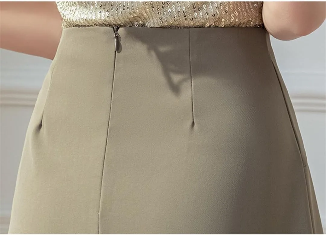 Women's High Waist A-Line Skirts All-Match Loose Midi Skirt Lady Summer Beach Style Pleated Skirts
