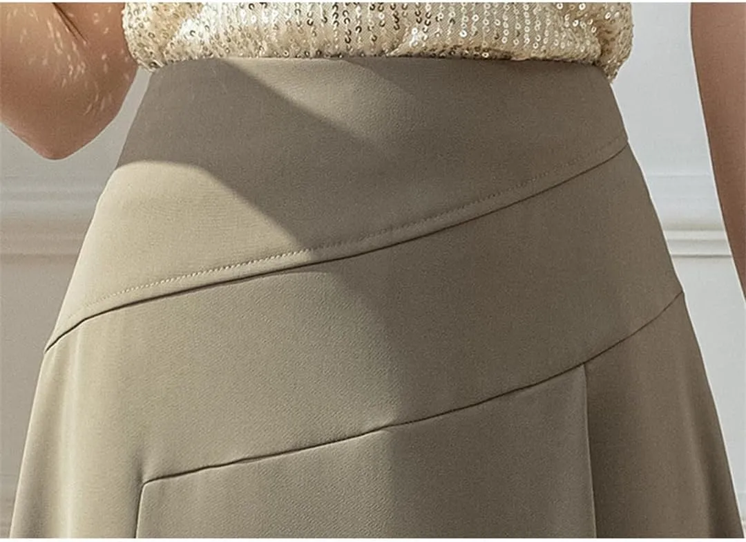 Women's High Waist A-Line Skirts All-Match Loose Midi Skirt Lady Summer Beach Style Pleated Skirts