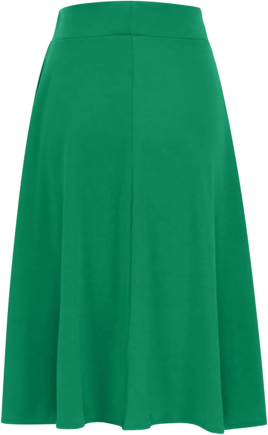 Women's Lightweight A Line Business Skirts High Waisted Comfy Flared Knee Length Skirt Stretch Work Dress