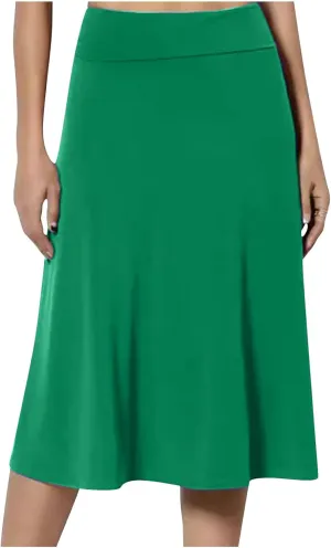 Women's Lightweight A Line Business Skirts High Waisted Comfy Flared Knee Length Skirt Stretch Work Dress