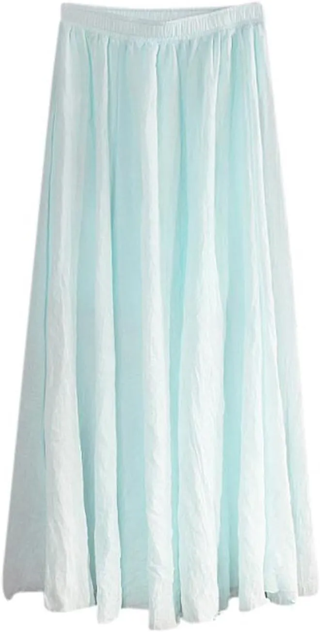 Women's Lightweight Skirts High Waisted Comfort A Line Skirt Stretch Summer Skirt Casual Cozy Pure Boho Skirts