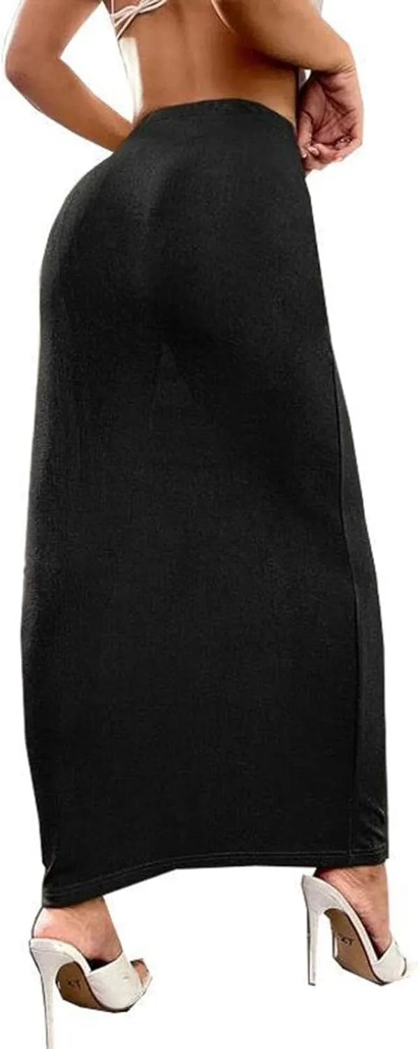 Women's Long Midi Pencil Skirt High Waisted Bodycon Summer Dresses Casual Office Work Business Skirts