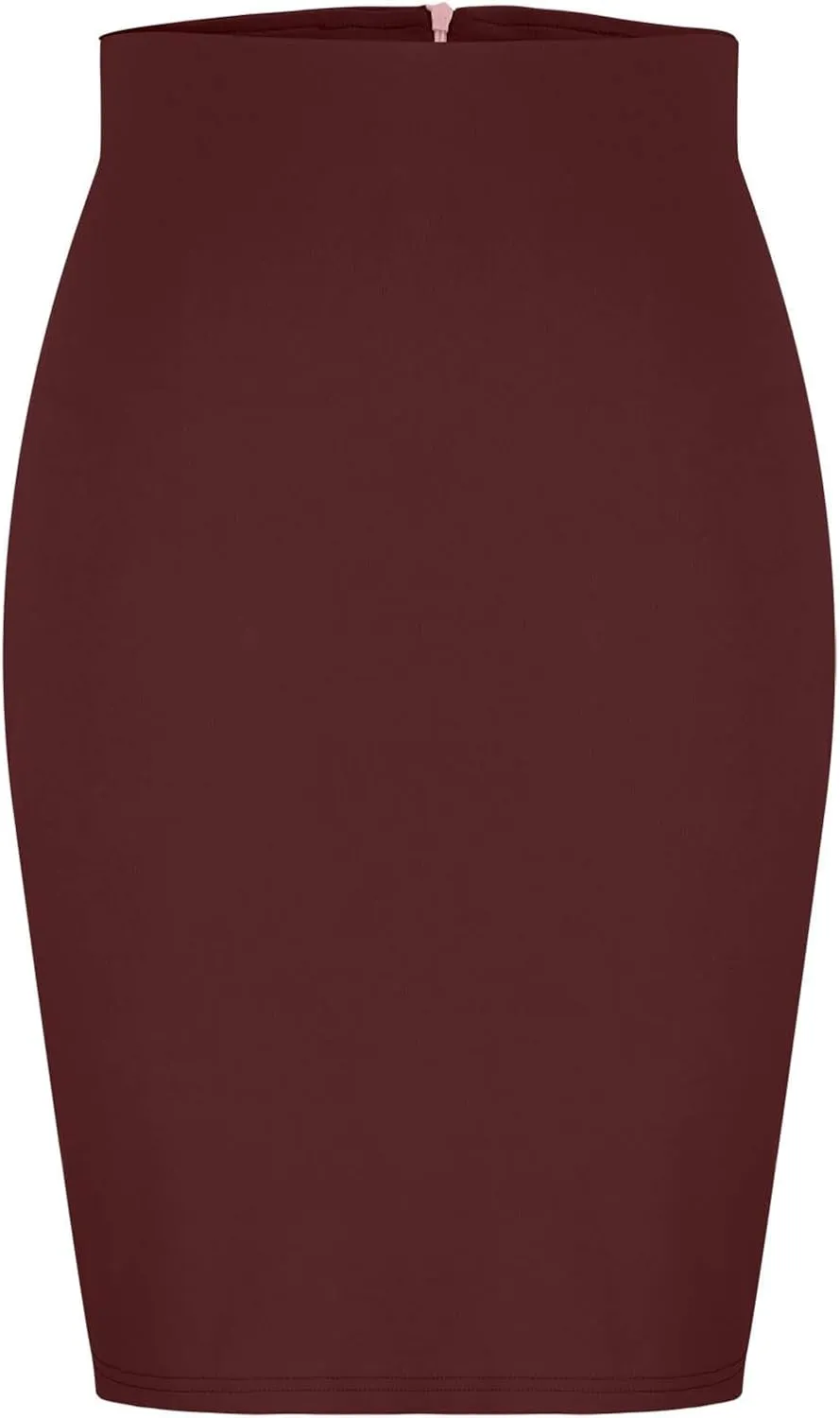 Women's Midi Pencil Skirt Elastic High Waist Formal Business Casual Work Bodycon Stretch Short Wrap Skirts