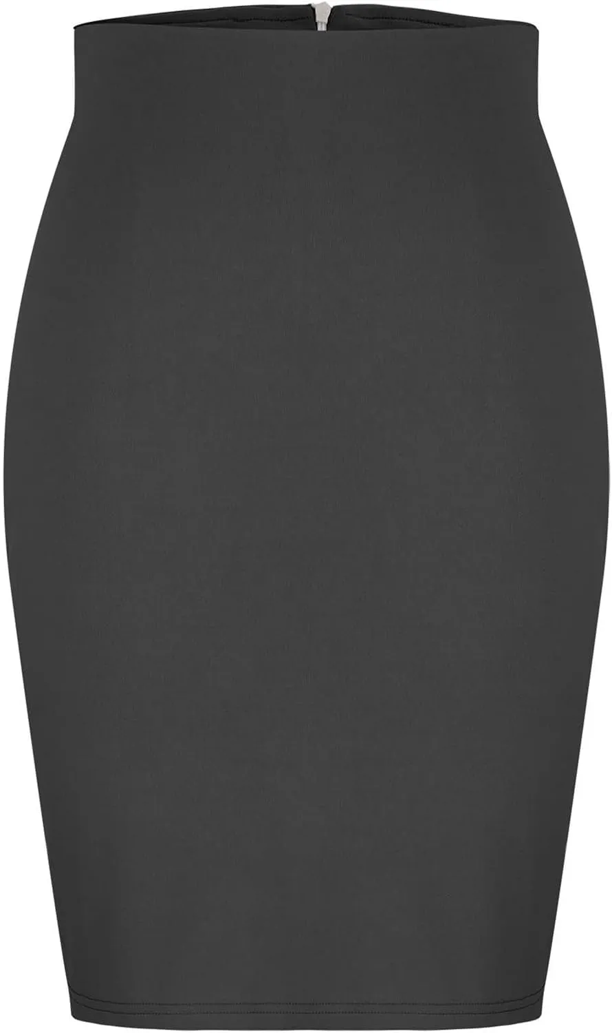 Women's Midi Pencil Skirt Elastic High Waist Formal Business Casual Work Bodycon Stretch Short Wrap Skirts