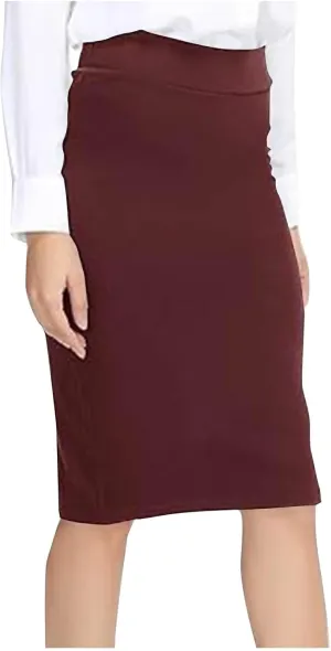 Women's Midi Pencil Skirt Elastic High Waist Formal Business Casual Work Bodycon Stretch Short Wrap Skirts
