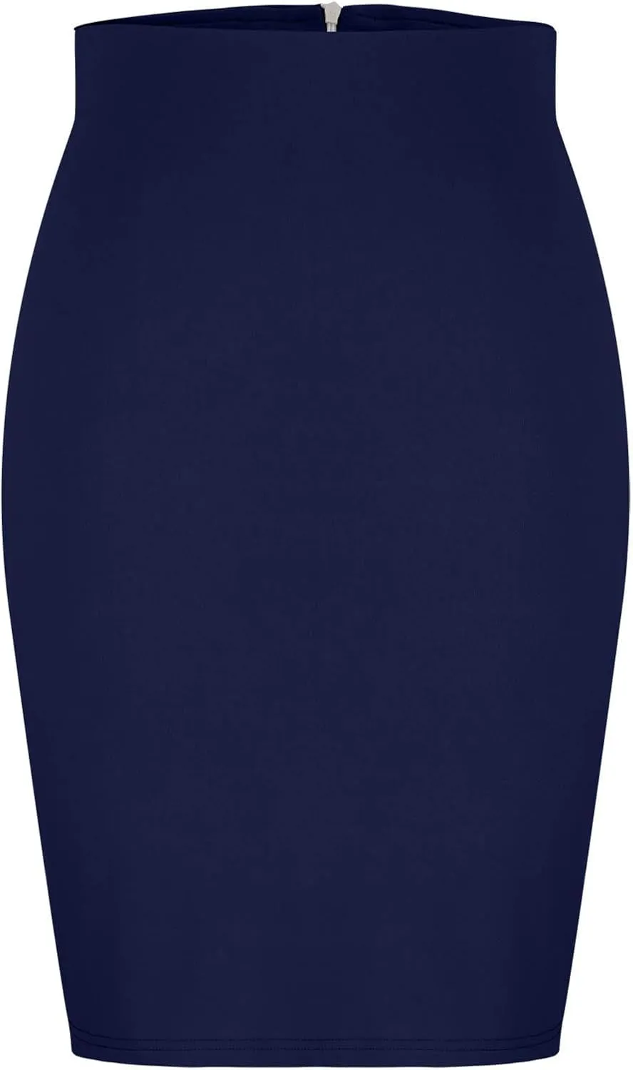 Women's Midi Pencil Skirt Elastic High Waist Formal Business Casual Work Bodycon Stretch Short Wrap Skirts