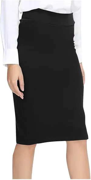 Women's Midi Pencil Skirt Elastic High Waist Formal Business Casual Work Bodycon Stretch Short Wrap Skirts