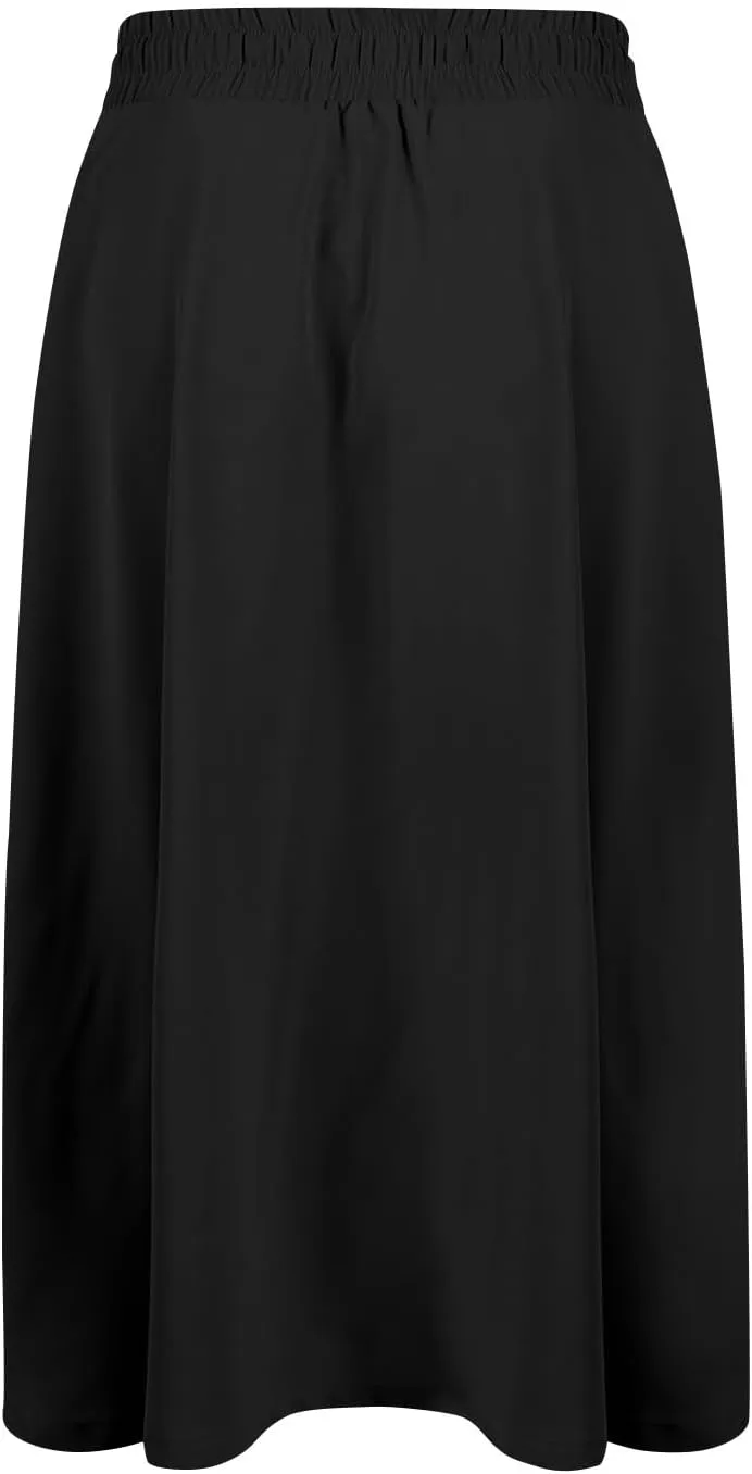 Women's Midi Skirts Summer Elastic Waist Printed/Solid Flowy Skirts Trendy Pleated Cute A-Line Skirt with Pockets