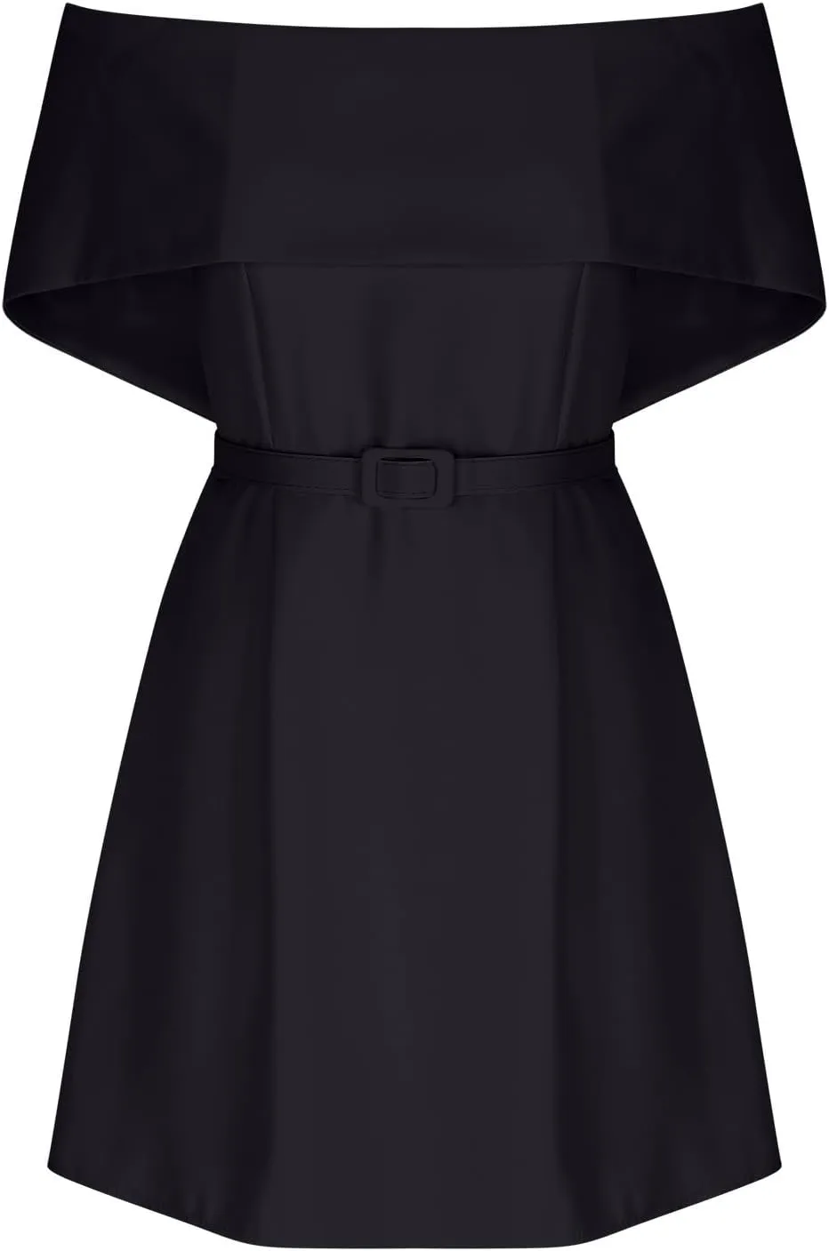 Women's Off Shoulder Ruched Mini Dress Sleeveless Party Club Cocktail Dresses Solid Color Aline Dress with Belt