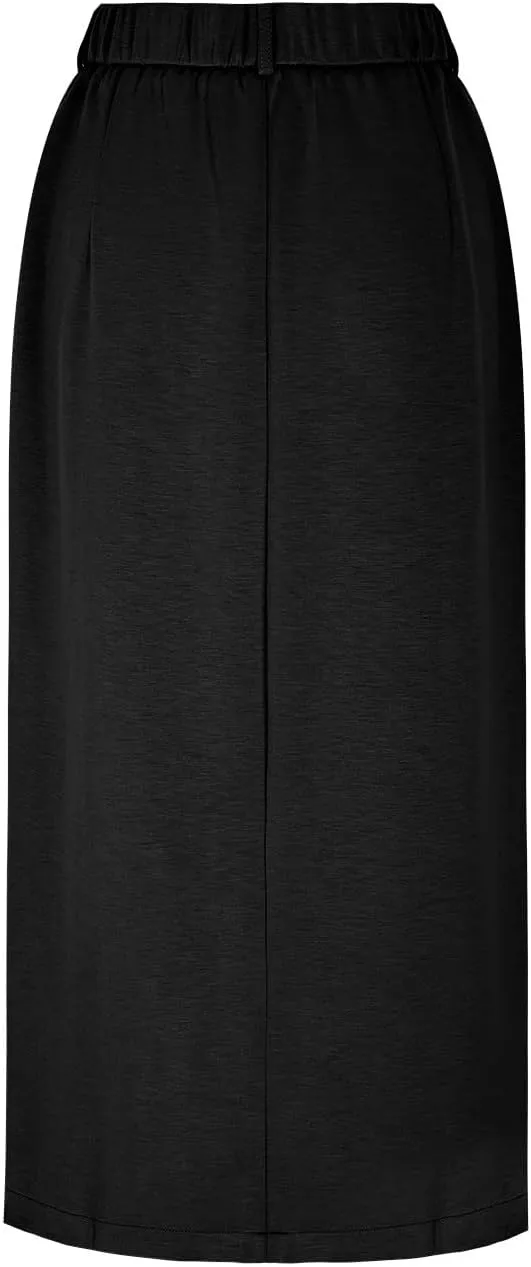 Women's Pencil Skirts Mid Long High Waist A line Midi Skirt Split Hem Skirts for Ladies Office Business Work Dress