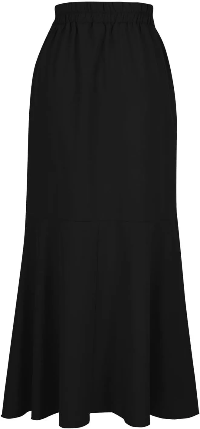 Women's Ruffle Pants Tie High Waist Maxi Skirt Wrap Hip Elegant Flowy Irregular Mermaid Fishtail Hem Chic Maxi Skirt