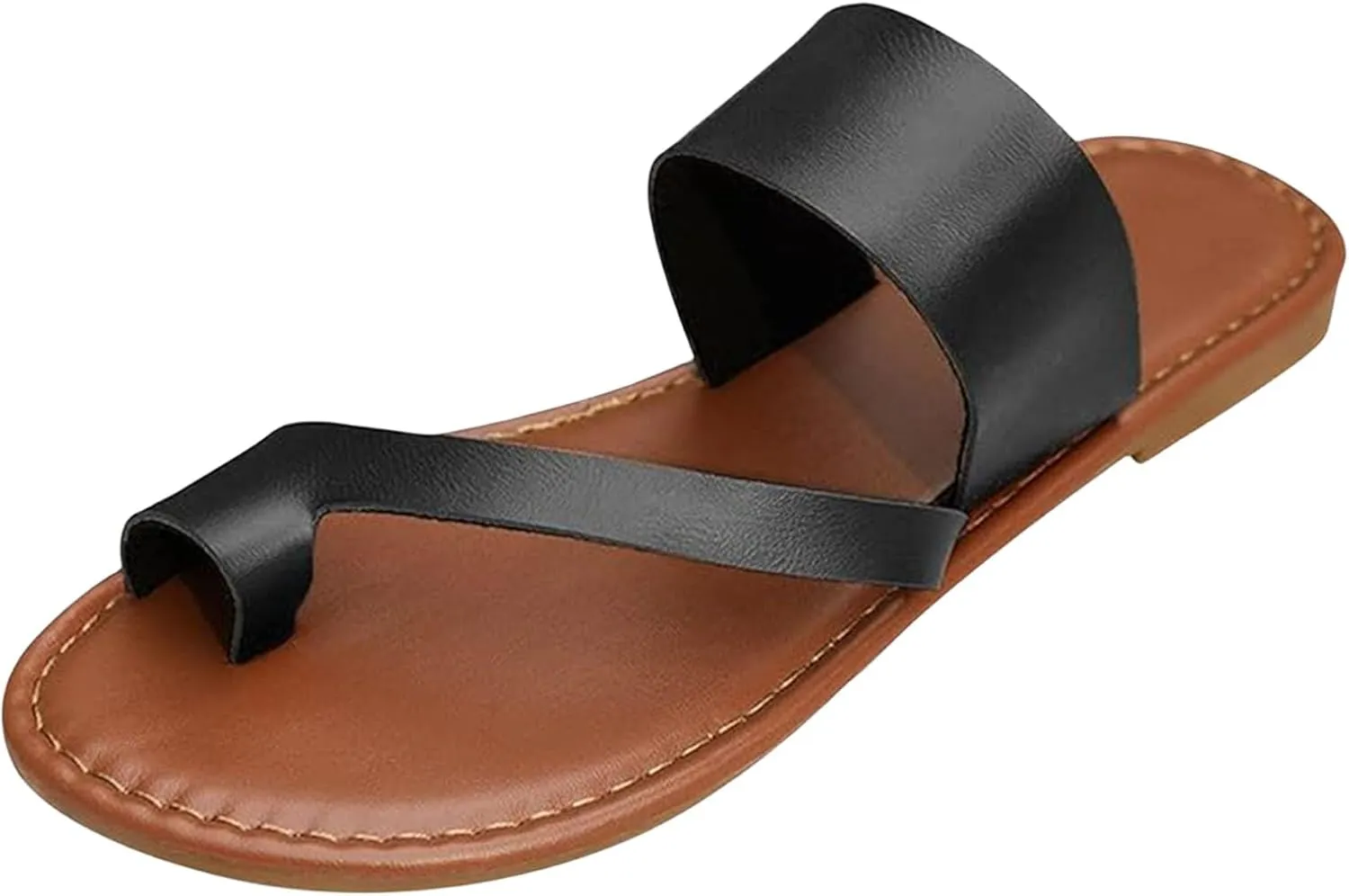 Womens Sandals Flats Casual Comfortable Slip on Flip Flops Leather Lightweight Walking Beach Breathable Slippers