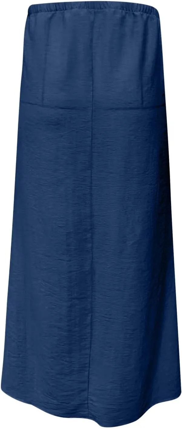 Women's Satin High Waisted Maxi Skirts Dressy Elegant Flared A-Line Long Skirts Trendy 2025 Summer New Casual Skirt