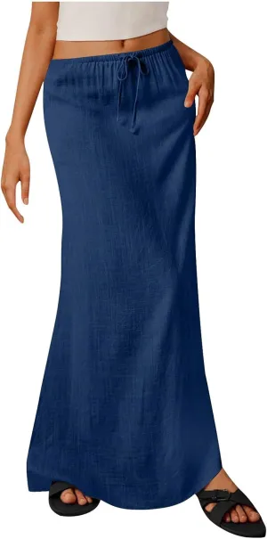 Women's Satin High Waisted Maxi Skirts Dressy Elegant Flared A-Line Long Skirts Trendy 2025 Summer New Casual Skirt