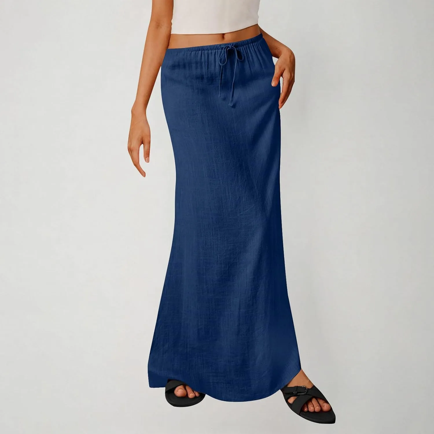 Women's Satin High Waisted Maxi Skirts Dressy Elegant Flared A-Line Long Skirts Trendy 2025 Summer New Casual Skirt