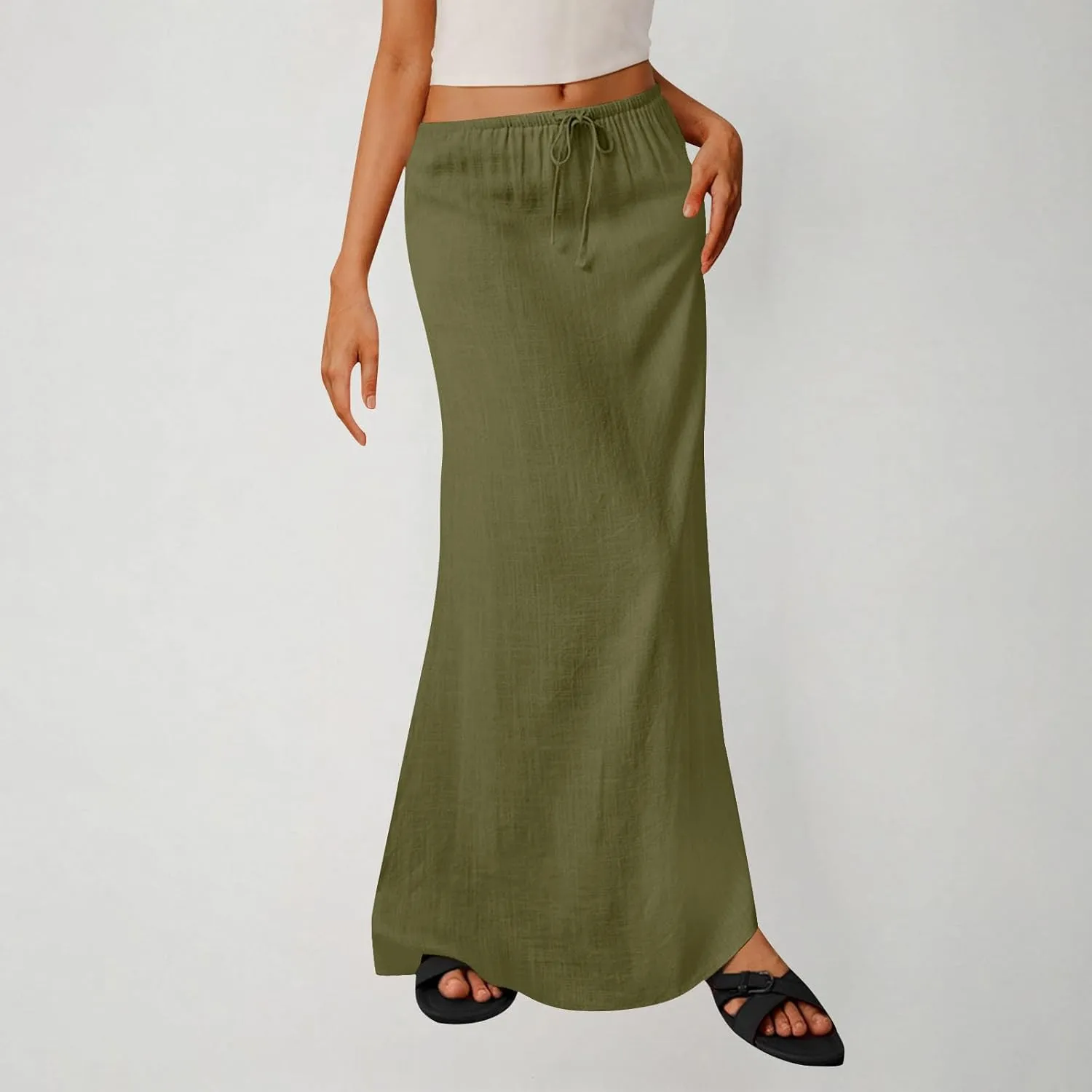 Women's Satin High Waisted Maxi Skirts Dressy Elegant Flared A-Line Long Skirts Trendy 2025 Summer New Casual Skirt