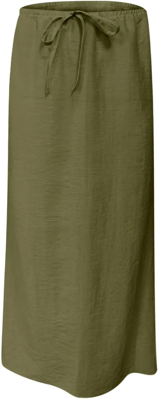 Women's Satin High Waisted Maxi Skirts Dressy Elegant Flared A-Line Long Skirts Trendy 2025 Summer New Casual Skirt