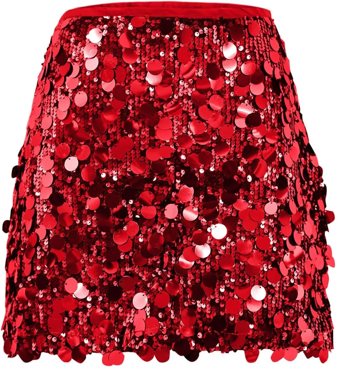 Women's Sexy Shiny Sequin Mini Skirt Glitter High Waist Pencil Skirts Bodycon Dance Party Club Rave Short Skirt