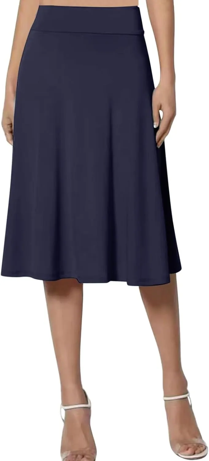 Womens Silk Skirt Vintage Satin Midi Wrap Skirts Elegant High Waisted A-Line Skirt Flare Plain Pleated Cocktail Party Skirt