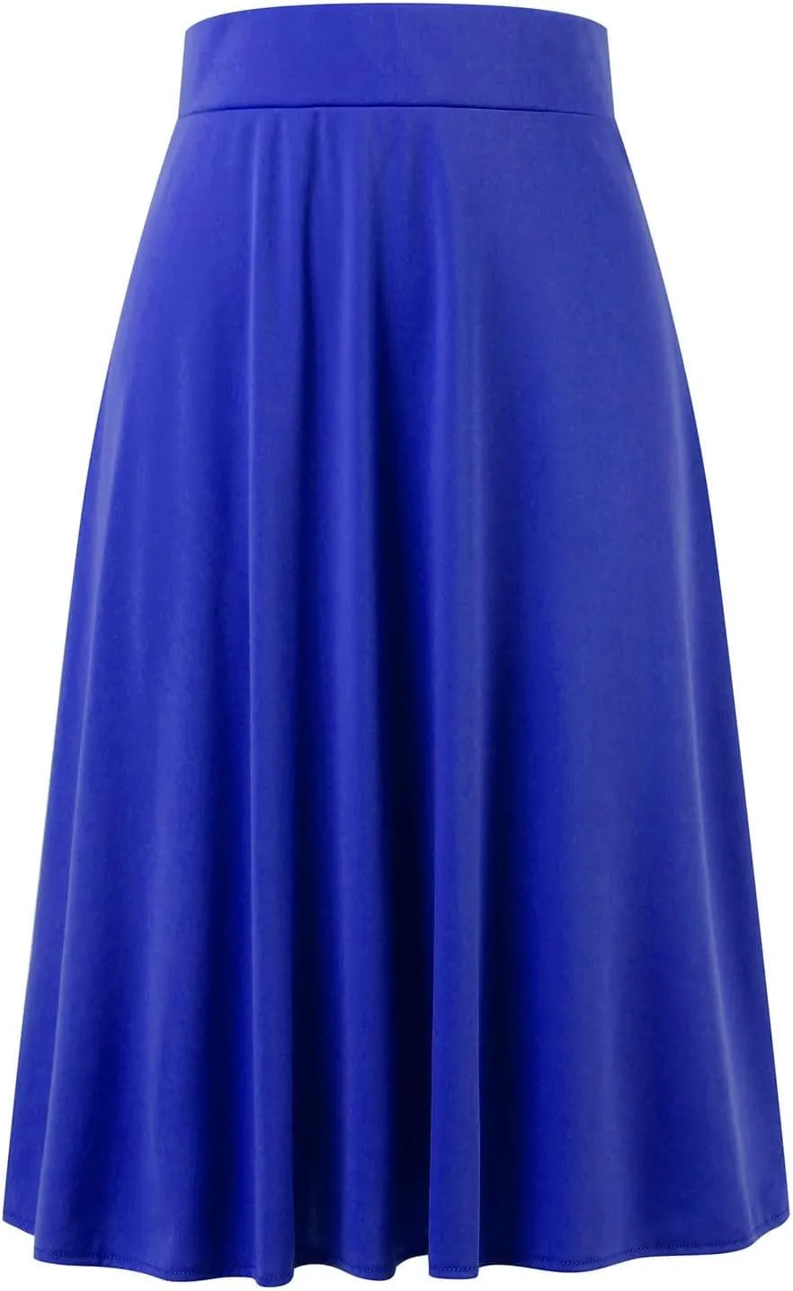 Womens Silk Skirt Vintage Satin Midi Wrap Skirts Elegant High Waisted A-Line Skirt Flare Plain Pleated Cocktail Party Skirt
