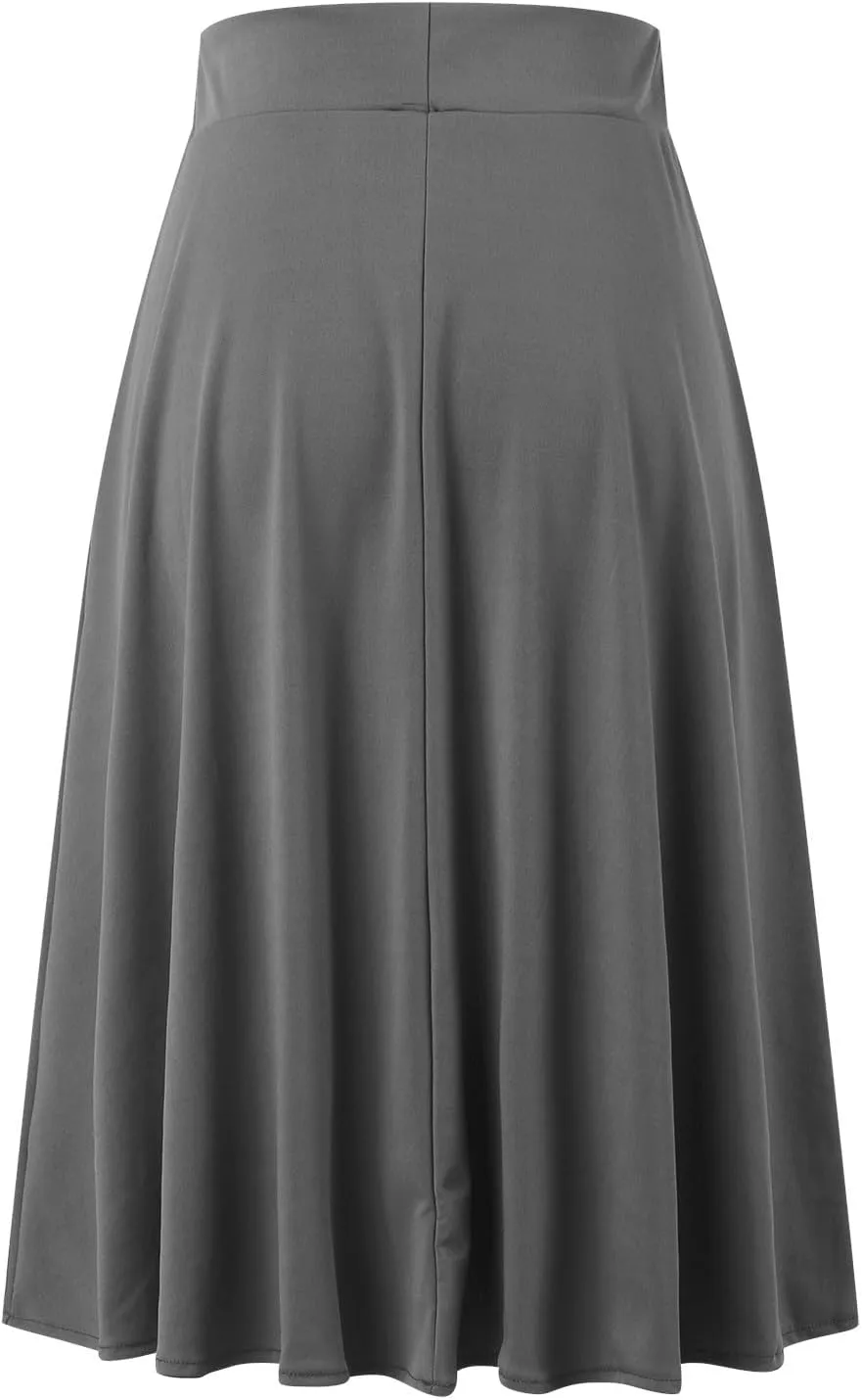 Womens Silk Skirt Vintage Satin Midi Wrap Skirts Elegant High Waisted A-Line Skirt Flare Plain Pleated Cocktail Party Skirt