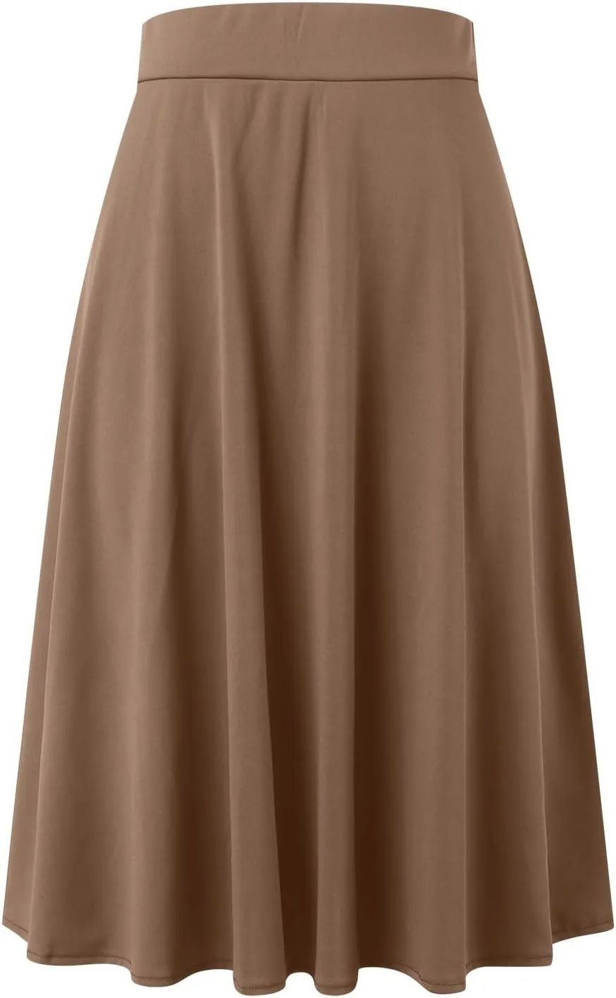 Womens Silk Skirt Vintage Satin Midi Wrap Skirts Elegant High Waisted A-Line Skirt Flare Plain Pleated Cocktail Party Skirt