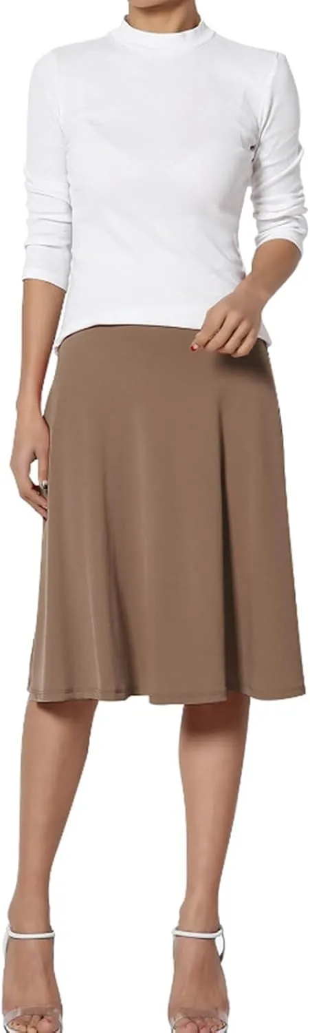 Womens Silk Skirt Vintage Satin Midi Wrap Skirts Elegant High Waisted A-Line Skirt Flare Plain Pleated Cocktail Party Skirt