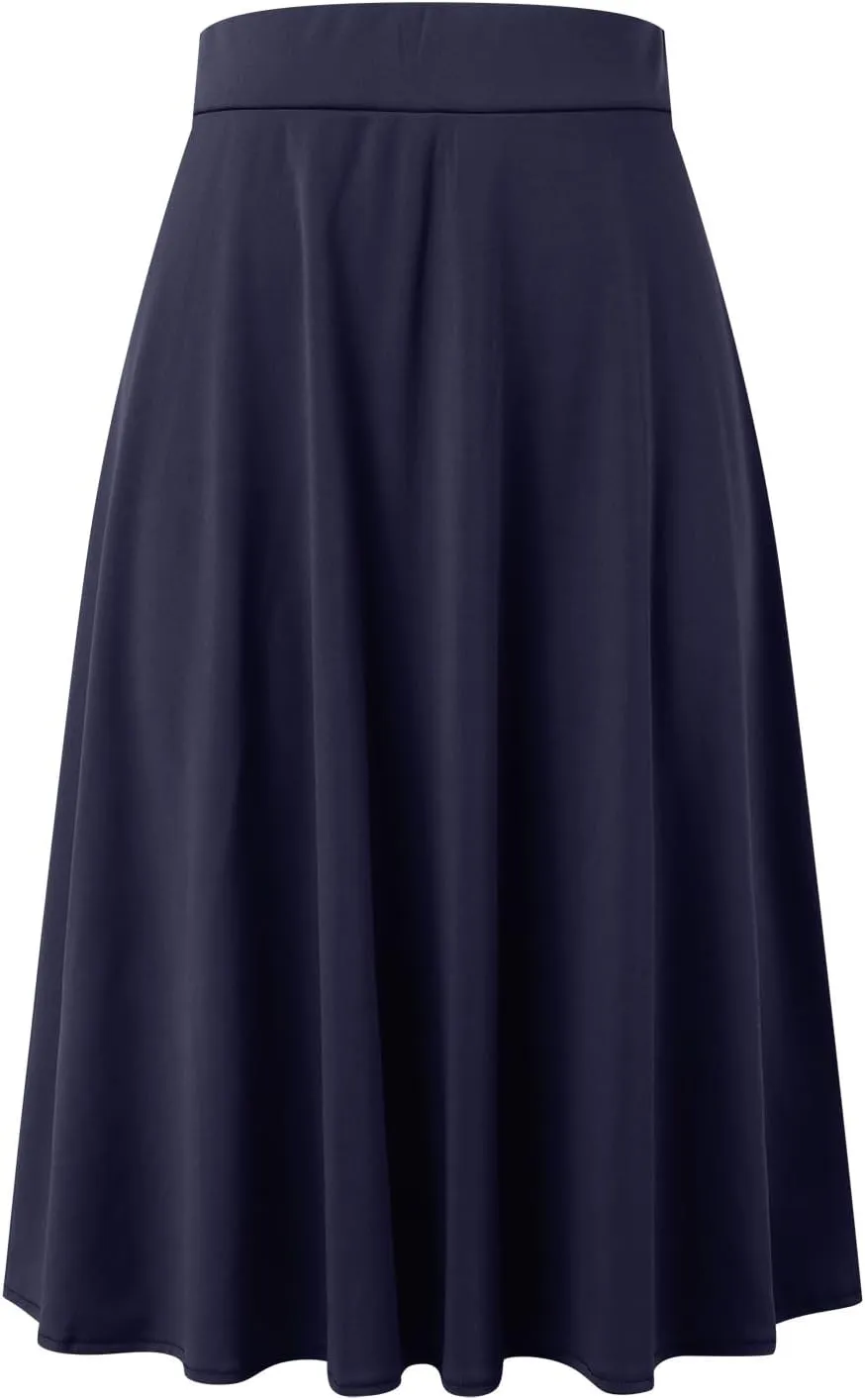 Womens Silk Skirt Vintage Satin Midi Wrap Skirts Elegant High Waisted A-Line Skirt Flare Plain Pleated Cocktail Party Skirt
