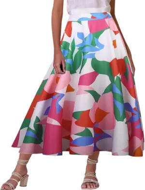 Women's Skirts for Summer Vacation Womens Flowy Boha Skirts Bohemian Floral Print High Elastic Waist Casual Long Skirts