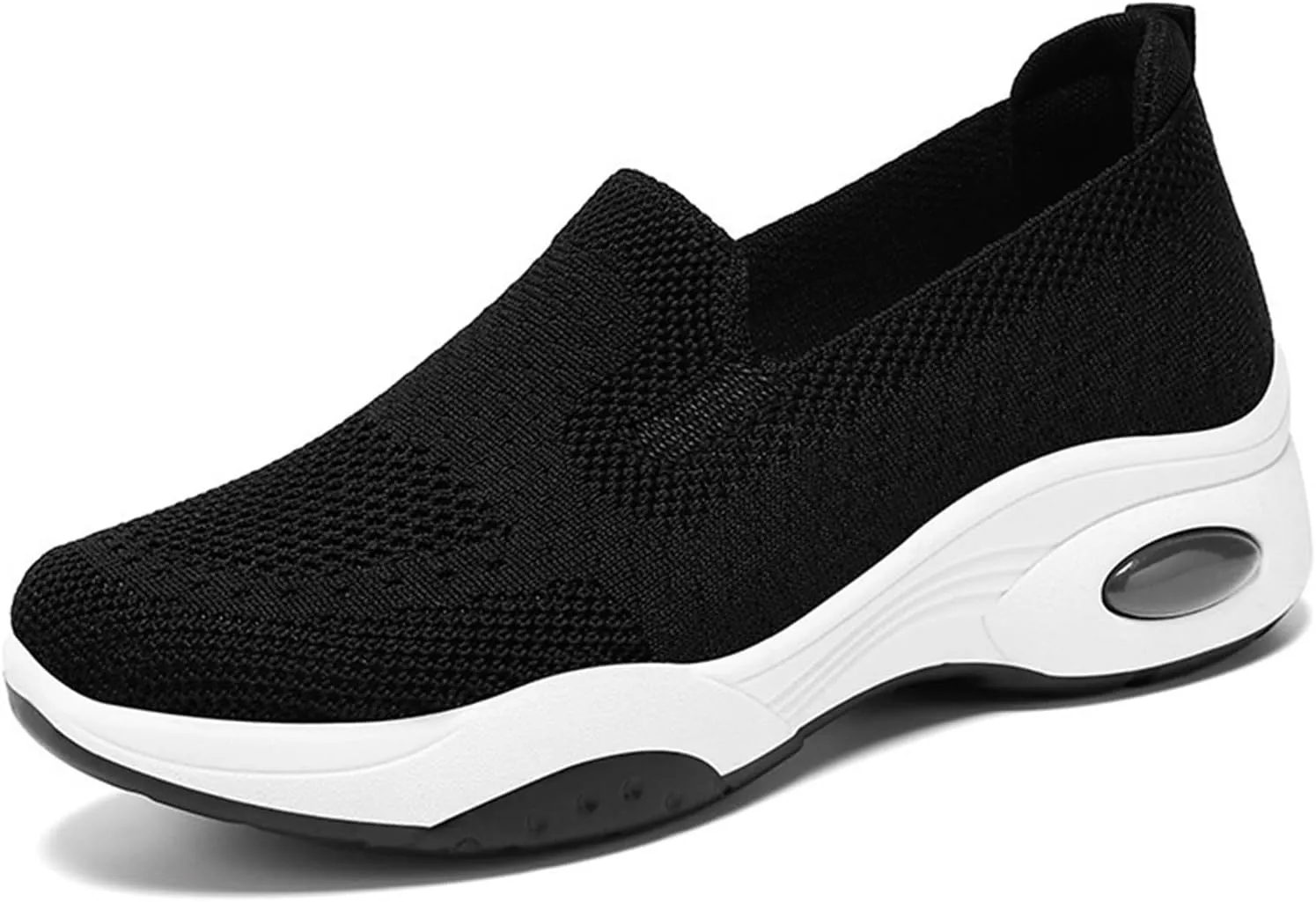 Womens Slip-on Sneakers Casual Walking Shoes Soft Sole Orthopedic Shoes Comfortable Knitted Mesh Sneakers Workout Gym Running Sneaker Pull-on Daily Shoes